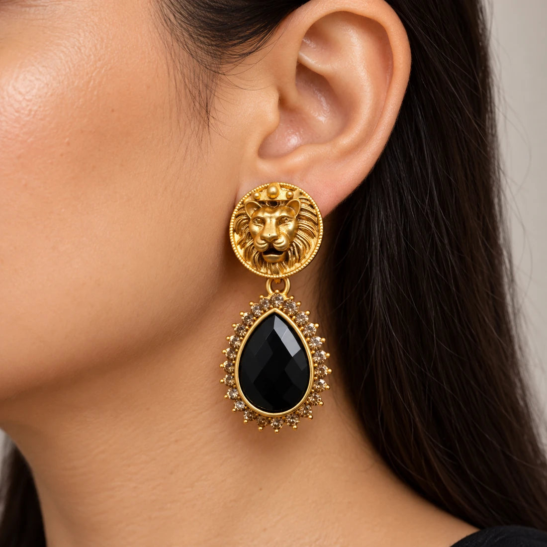 Seevee Fashion Gold Plated Lion Style Dangler Earrings