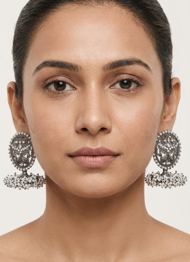 Seevee Fashion Silver Plated Pearl Jhumki Earrings for Women