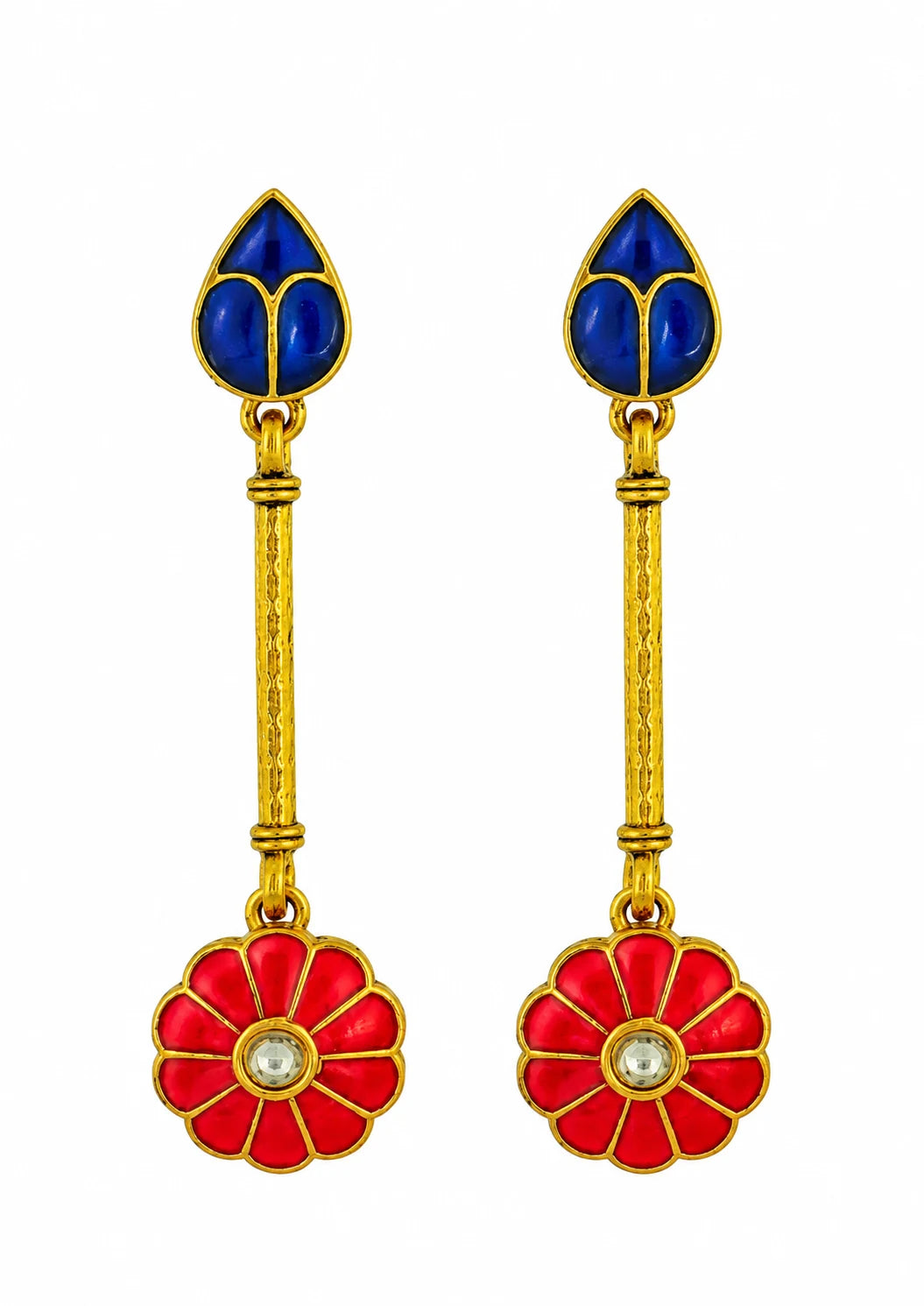Seevee Fashion Gold Plated Floral Dangler Earrings