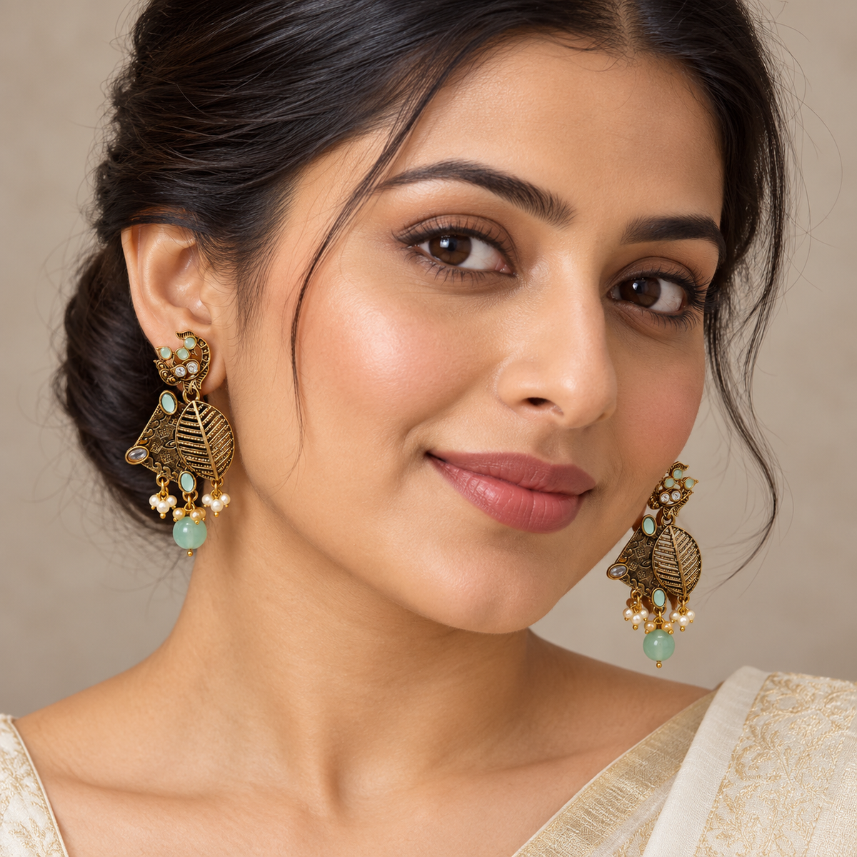 Seevee Fashion Gold Plated Kundan Stone Dangler Earrings