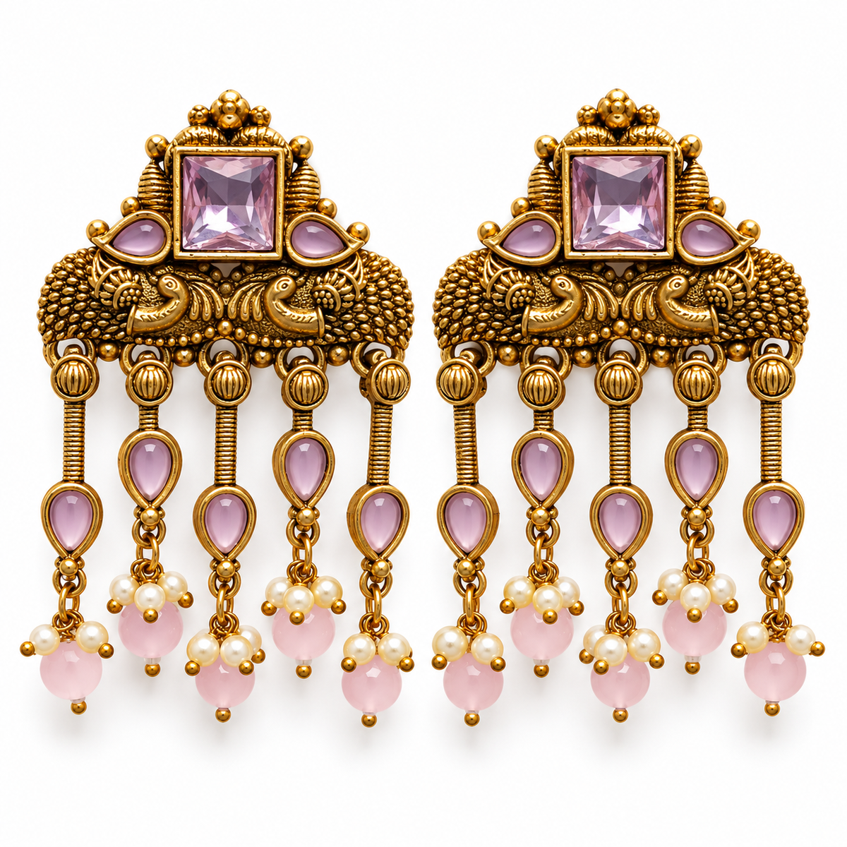 Seevee Fashion Gold Plated Kundan Stone Dangler Earrings for Women