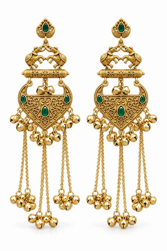 Seevee Fashion Gold Plated Pota Stone kashmiri Earrings for Women
