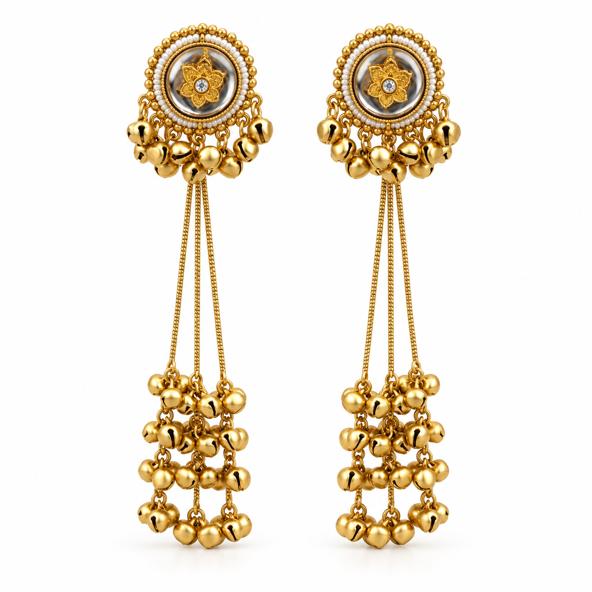 Seevee Fashion Gold Plated Pota Stone kashmiri Earrings for Women