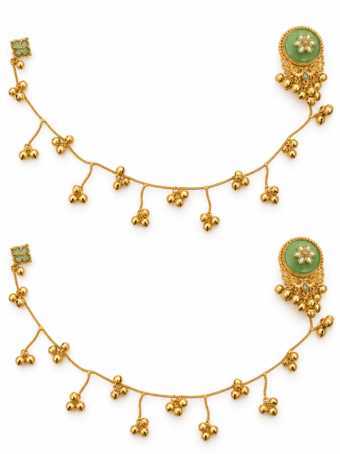 Seevee Fashion Gold Plated Kashmiri Earrings With Chain for Women
