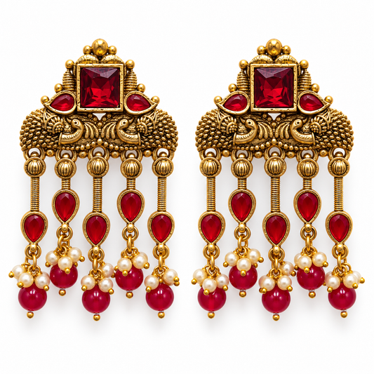Seevee Fashion Gold Plated Kundan Stone Dangler Earrings for Women