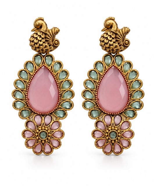 Seevee Fashion Gold Plated Kundan Stone Dangler Earrings