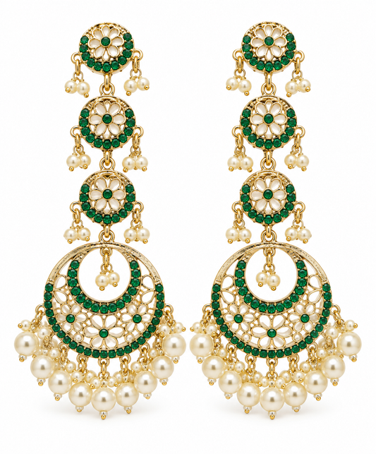 Seevee Fashion Gold Plated Austrian Stone And Kundan Dangler Earrings