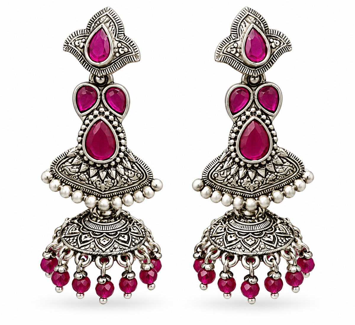 Seevee Fashion Oxidised Plated Crystal Stone Jhumki Earrings