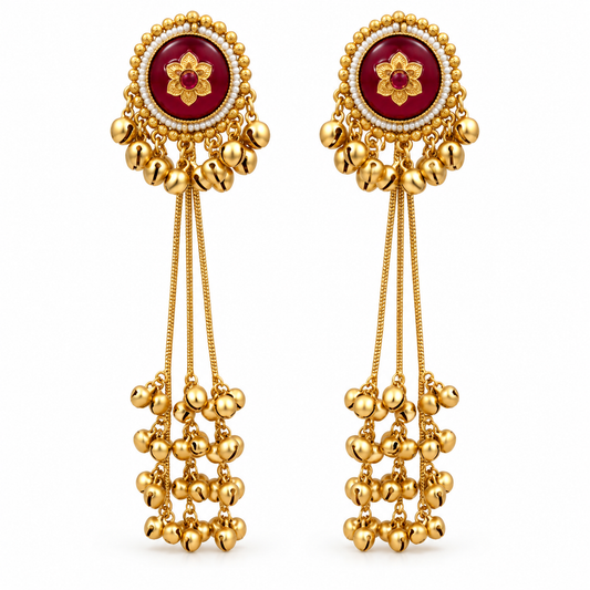 Seevee Fashion Gold Plated Pota Stone kashmiri Earrings for Women