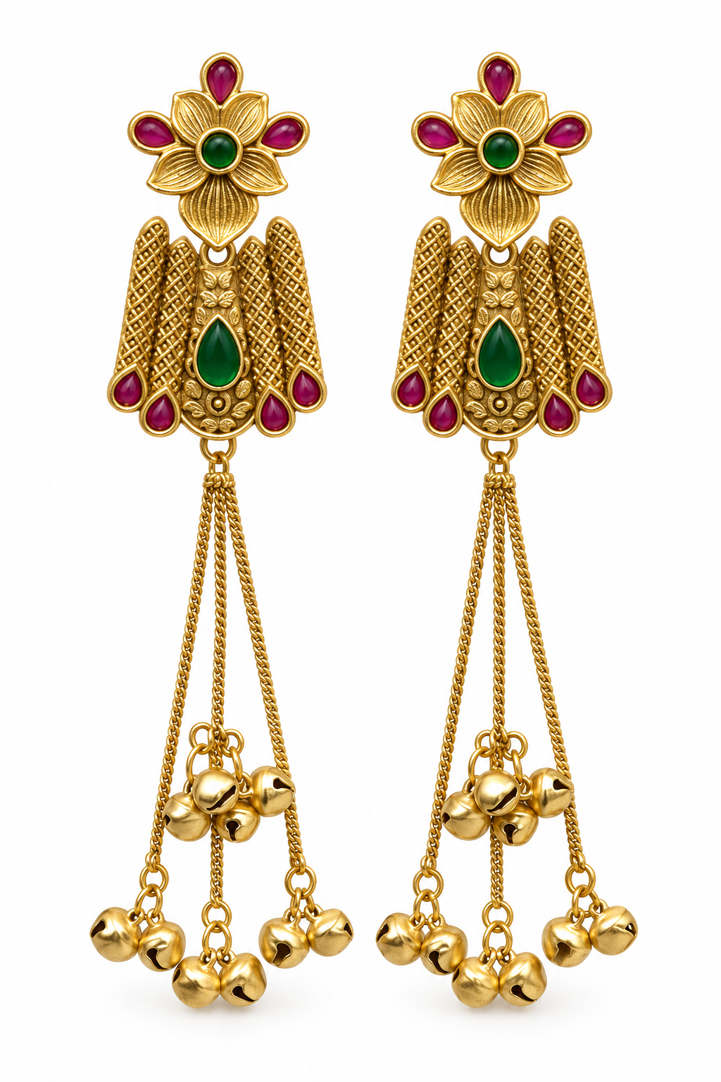 Seevee Fashion Gold Plated Pota Stone kashmiri Earrings for Women