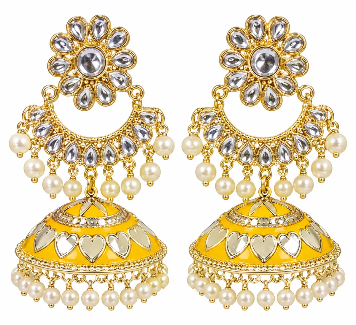 Seevee Fashion Gold Plated Kundan Meenakari Jhumka Earrings