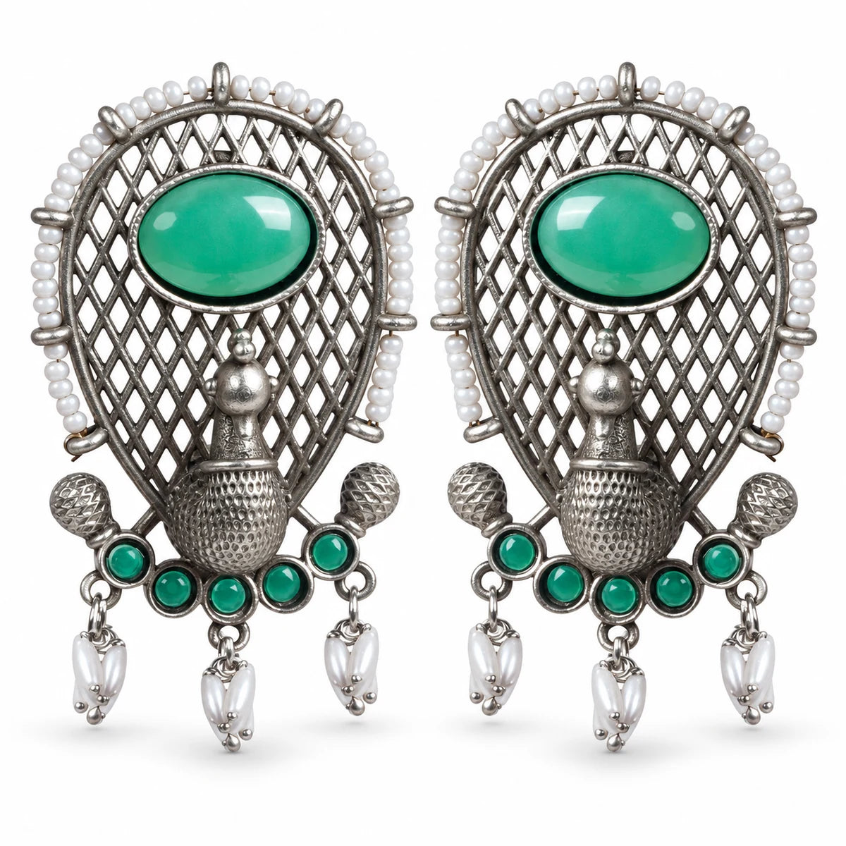 Seevee Fashion Oxidised Plated Peacock Design Dangler Earrings