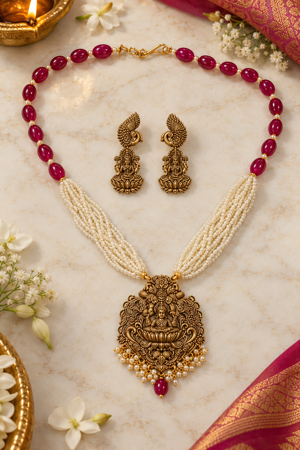 Seevee Fashion Gold Plated Temple Long Necklace Set