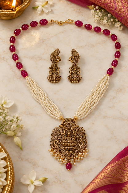 Seevee Fashion Gold Plated Temple Long Necklace Set