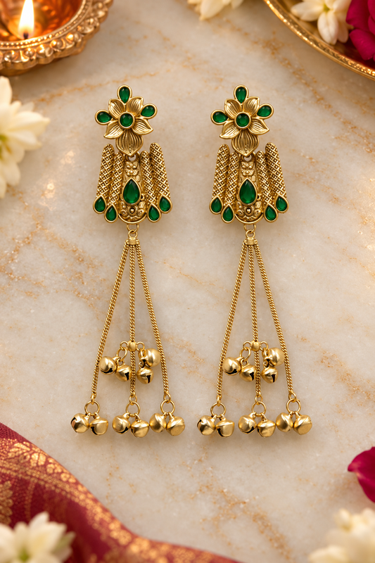 Seevee Fashion Gold Plated Pota Stone kashmiri Earrings for Women