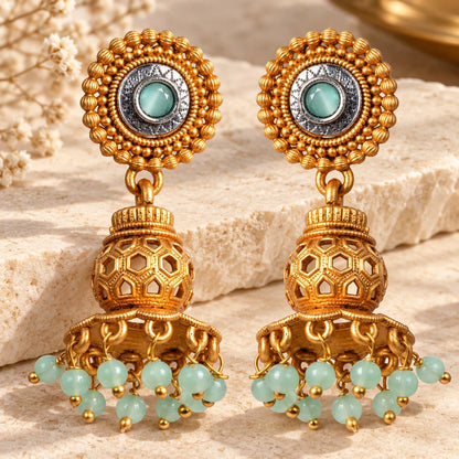 Seevee Fashion Gold Plated Matte Style Jhumki Earrings
