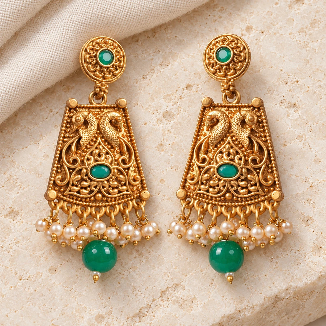 Seevee Fashion Gold Plated Peacock Style Dangler Earrings