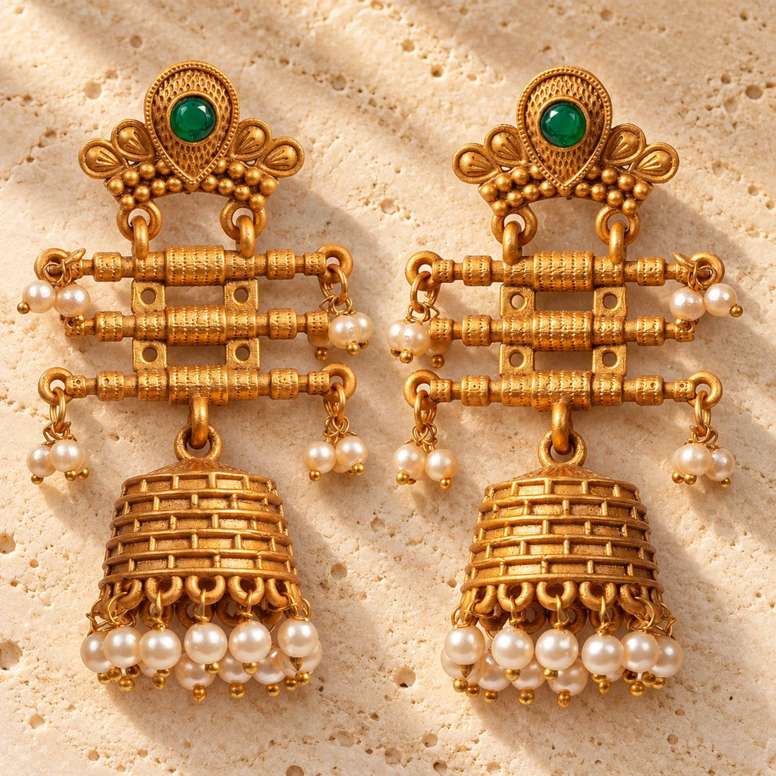 Seevee Fashion Gold Plated Matte Style Jhumki Earrings