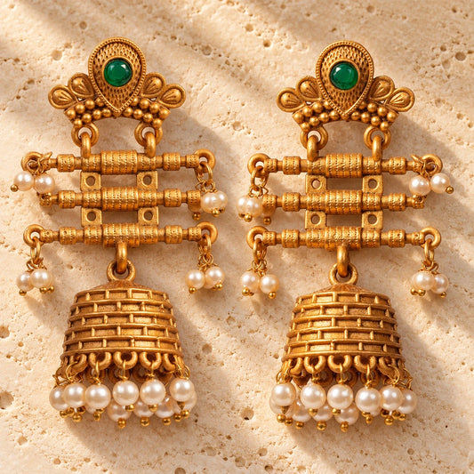 Seevee Fashion Gold Plated Matte Style Jhumki Earrings