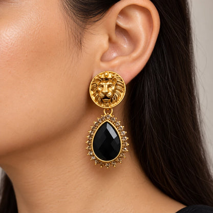 Seevee Fashion Gold Plated Lion Style Dangler Earrings