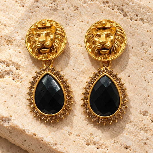 Seevee Fashion Gold Plated Lion Style Dangler Earrings