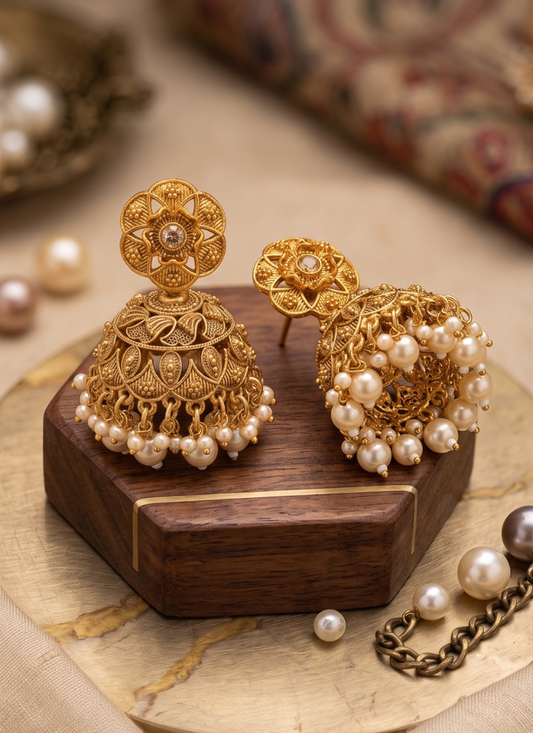 Seevee Fashion Gold Plated Austrian Stone Jhumki Earrings for Women