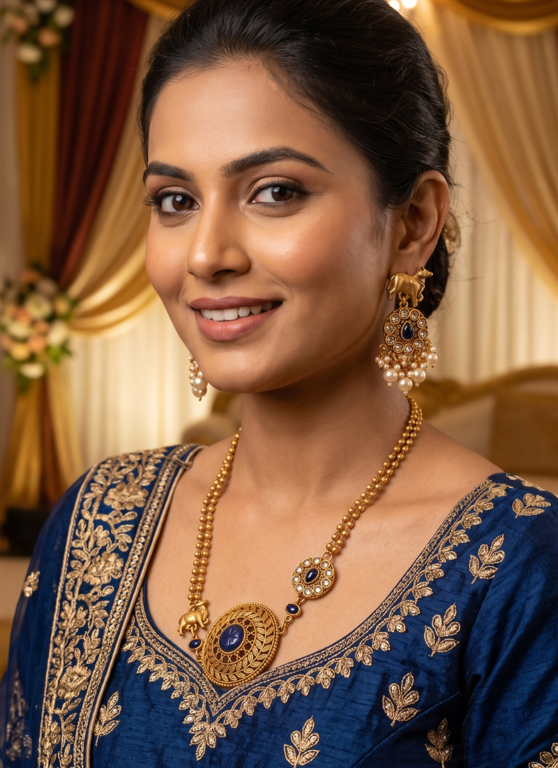 Seevee Fashion Gold Plated Kundan Stone Choker Necklace Set