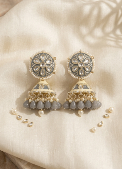 Seevee Fashion Gold Plated Kundan Stone Jhumki Earrings for Women