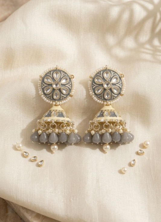 Seevee Fashion Gold Plated Kundan Stone Jhumki Earrings for Women