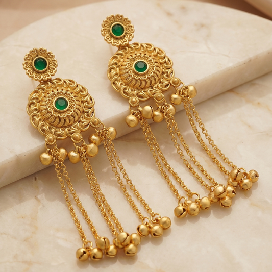Seevee Fashion Gold Plated Pota Stone kashmiri Earrings for Women