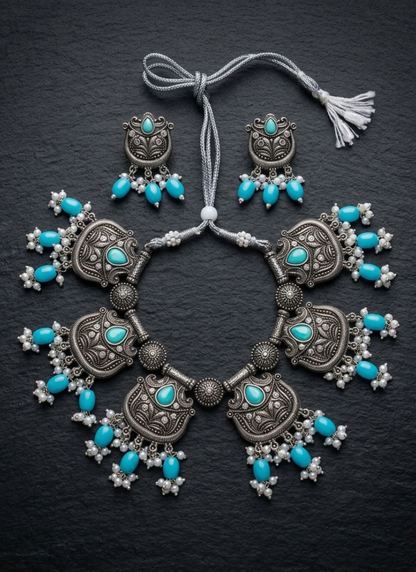 Seevee Fashion Oxidised Plated Choker Necklace
