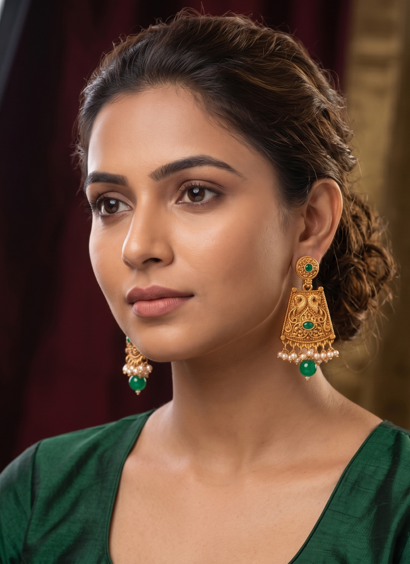 Seevee Fashion Gold Plated Kundan Stone Dangler Earrings for Women