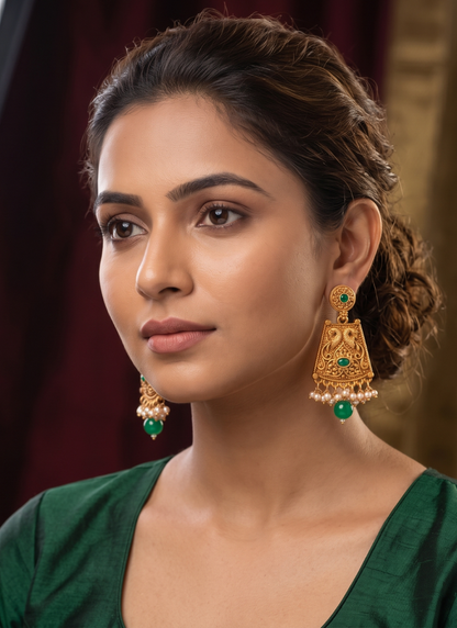 Seevee Fashion Gold Plated Kundan Stone Dangler Earrings for Women