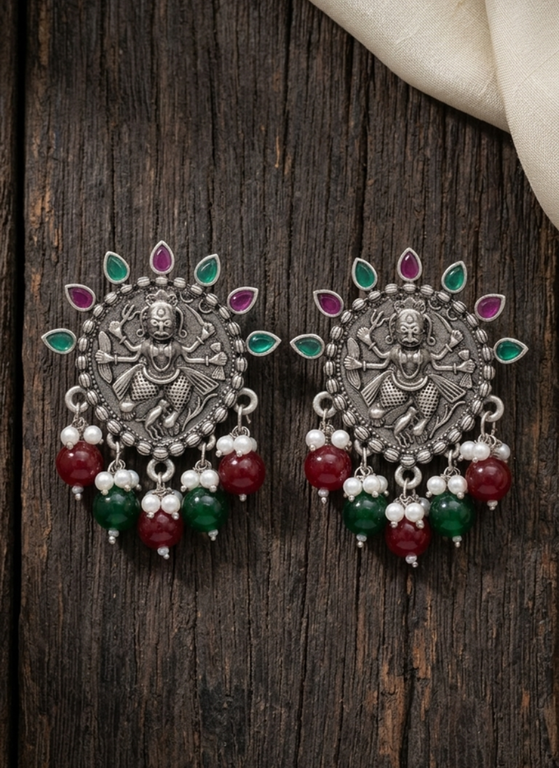 Seevee Fashion Silver Plated Kundan Stone Dangler Earrings for Women