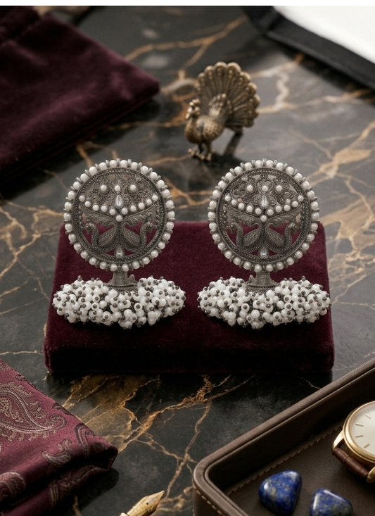 Seevee Fashion Silver Plated Pearl Jhumki Earrings for Women