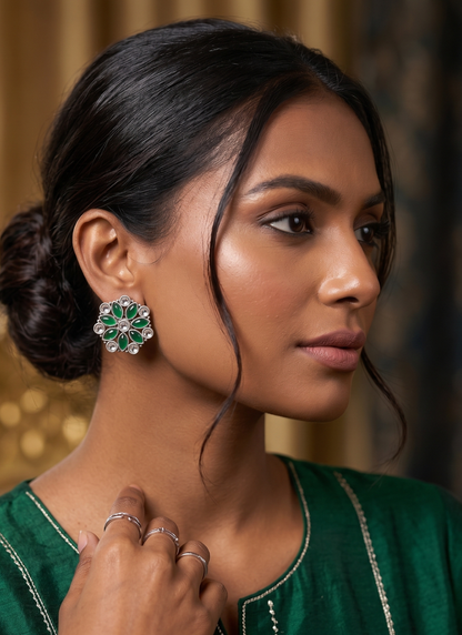 Seevee Fashion Gold Plated Kundan Stone Stud Earrings for Women