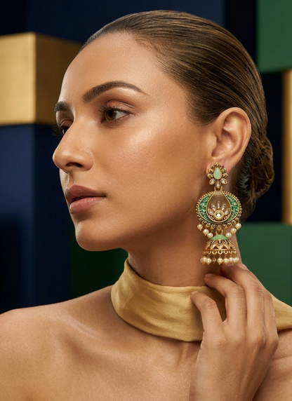 Seevee Fashion Gold Plated Kundan Stone Dangler Earrings for Women