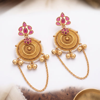 Seevee Fashion Gold Plated Kundan Pota Stone kashmiri Earrings for Women
