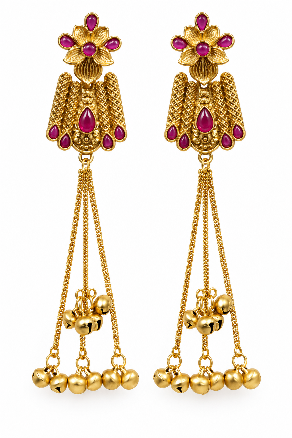Seevee Fashion Gold Plated Pota Stone kashmiri Earrings for Women