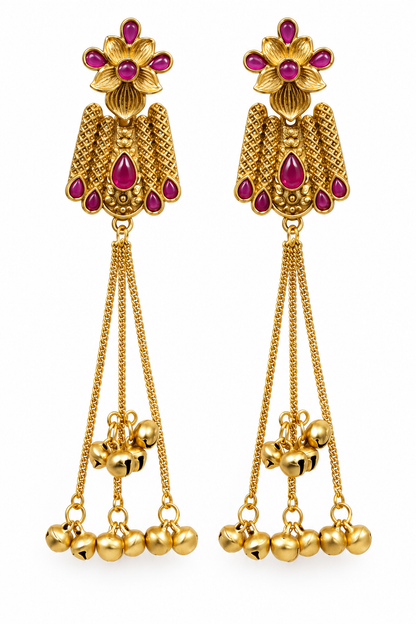 Seevee Fashion Gold Plated Pota Stone kashmiri Earrings for Women