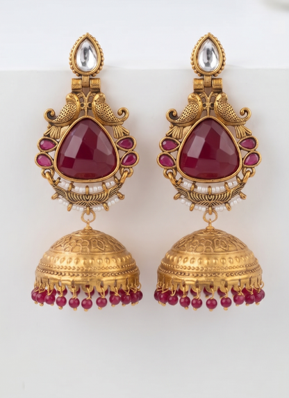 Seevee Fashion Gold Plated Kundan Stone Jhumki Earrings for Women