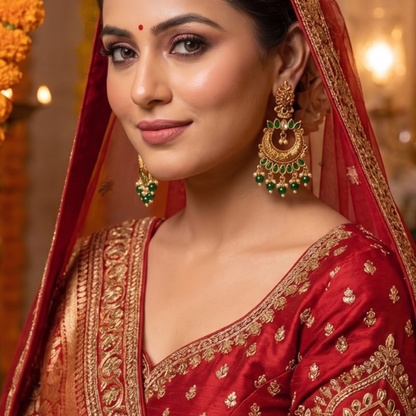 Seevee Fashion Gold Plated Kundan Stone Dangler kashmiri Earrings for Women