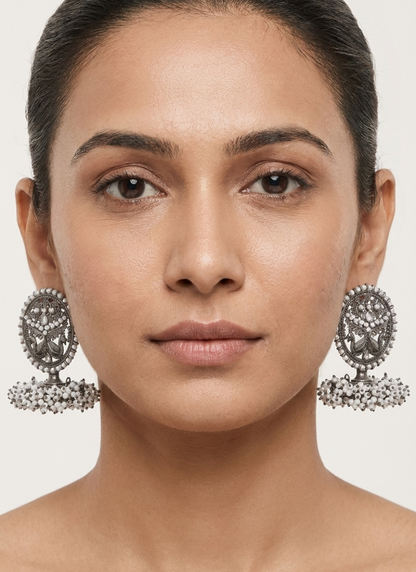 Seevee Fashion Silver Plated Pearl Jhumki Earrings for Women