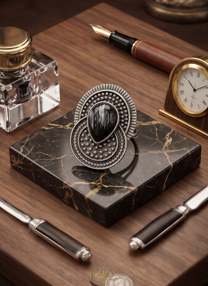 Seevee Fashion Oxidised Plated Pota Stone Rings