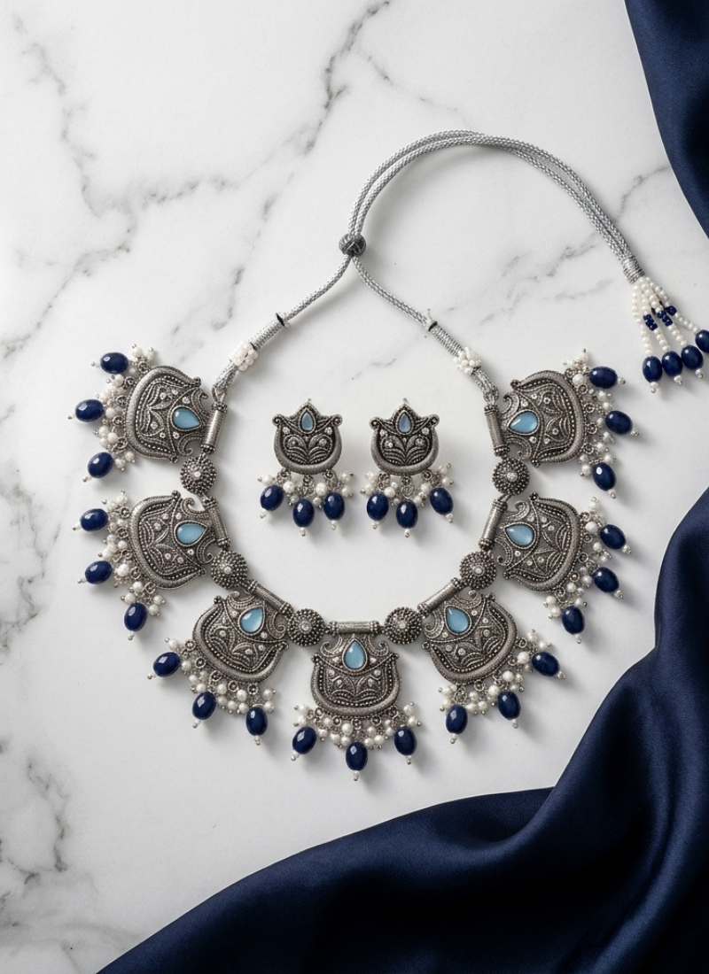Seevee Fashion Oxidised Plated Choker Necklace