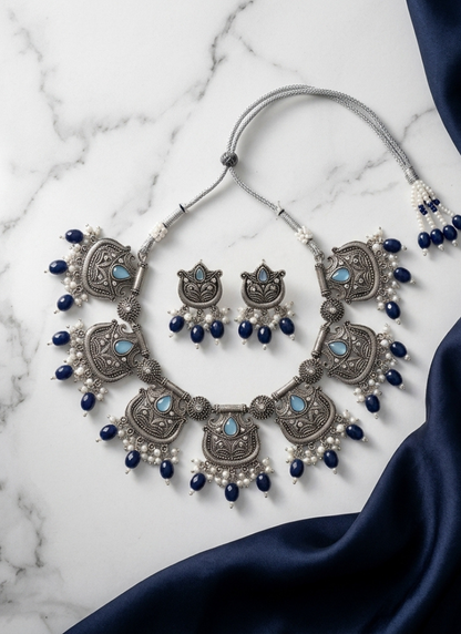 Seevee Fashion Oxidised Plated Choker Necklace