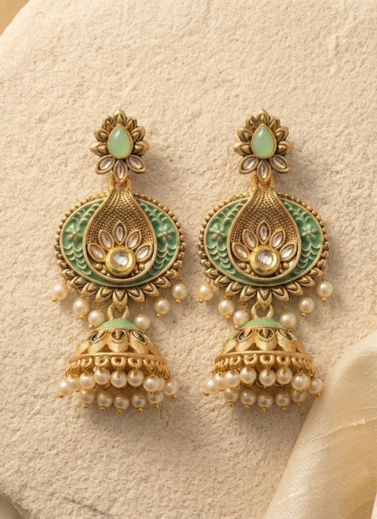 Seevee Fashion Gold Plated Kundan Stone Dangler Earrings for Women