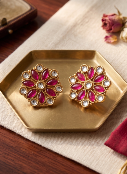 Seevee Fashion Gold Plated Kundan Stone Stud Earrings for Women