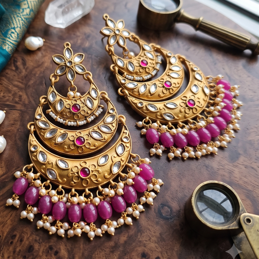 Seevee Fashion Kundan Stone Traditional Ethnic Kashmiri Dangler Earrings