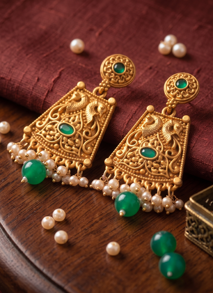 Seevee Fashion Gold Plated Kundan Stone Dangler Earrings for Women